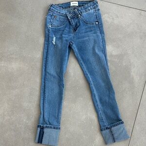 Hudson Distressed Blue Cropped Jeans